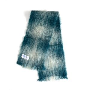 Jedburgh Kiltmakers Vintage Teal Plaid Mohair Wool Scarf Made in Scotland